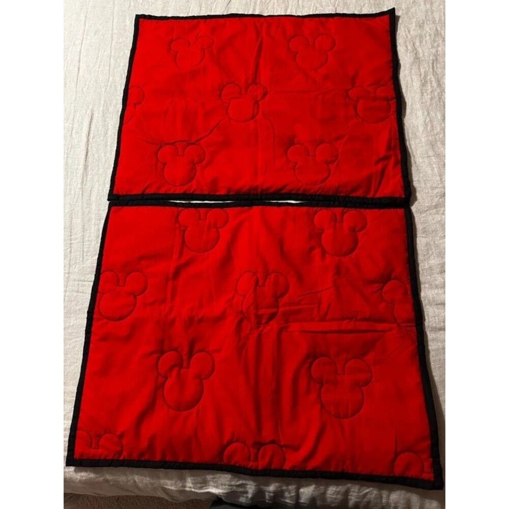 Set of 2 Jay Franco Disney Mickey Mouse Red Quilted Standard Pillow Shams